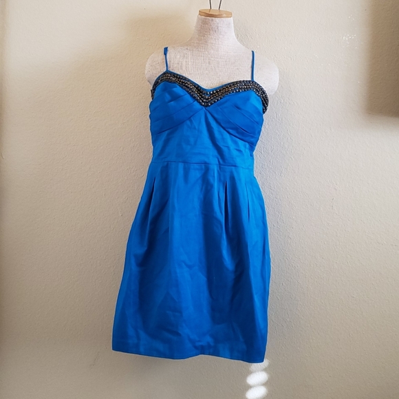 Bisou Bisou teal blue adjustable straps dress 14 - Picture 2 of 8
